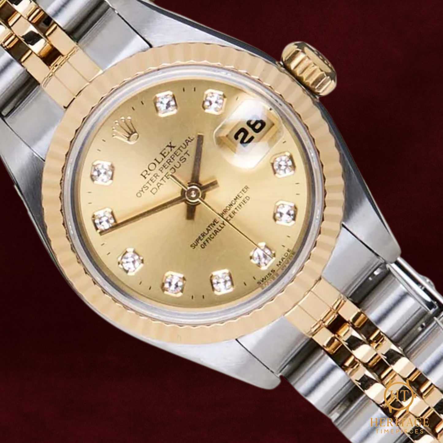 Rolex Datejust 26 'Champagne Diamond Dial - Jubilee' (woman) - Reference 69173 (1999)