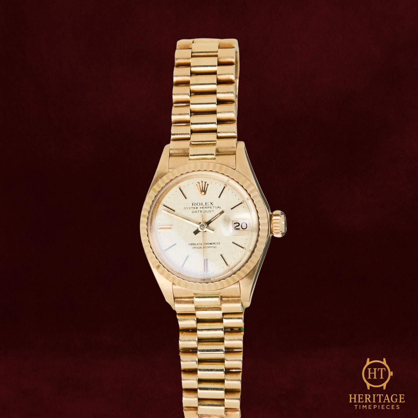 Rolex Date Just 26 'Linen Champagne Dial - President' (woman)- Reference 6917 (1972)