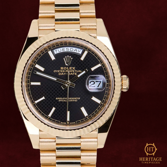 Rolex Day-Date 40 'Bright Black Diagonal Motif Dial - President - Reference 228238 (2022)