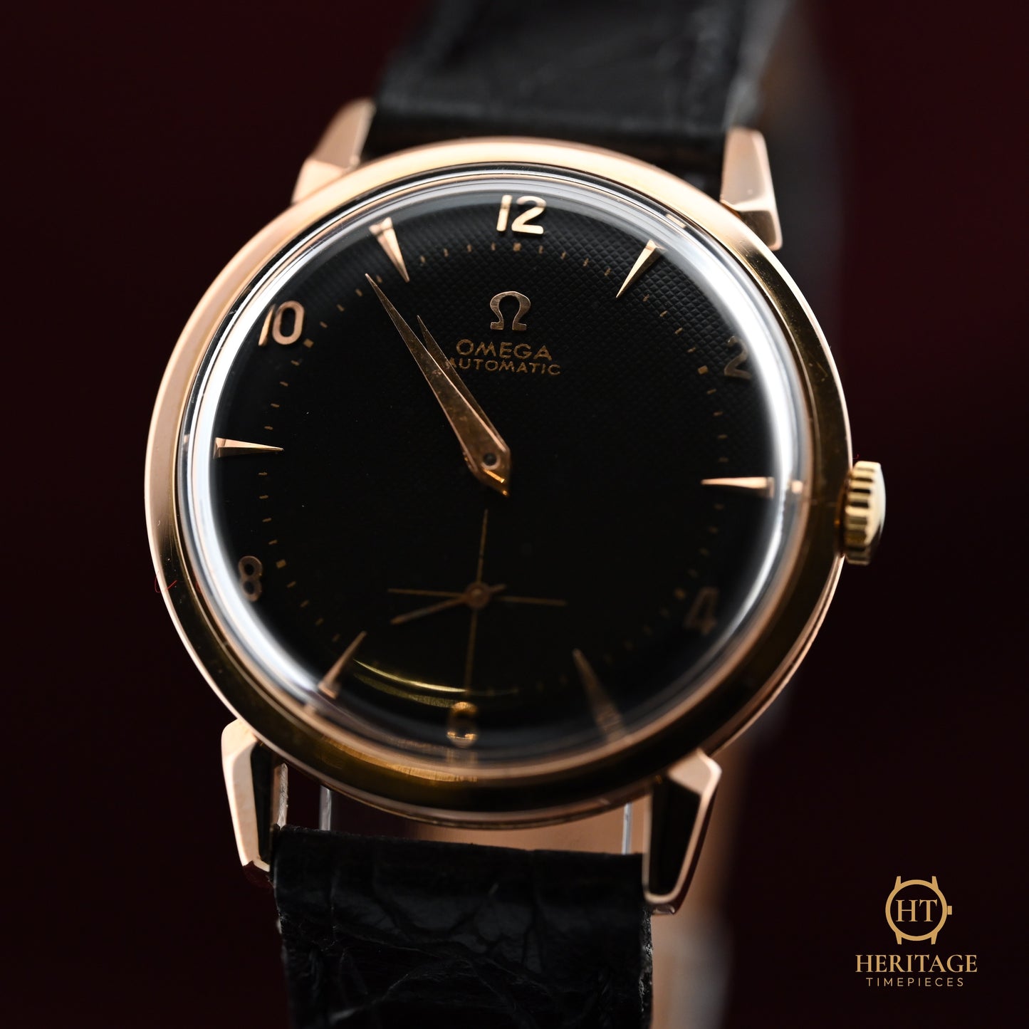 Omega “Honeycomb Dial” – Reference 2709 (c. 1954, Calibre 354 Automatic, 18 kt Rose Gold)
