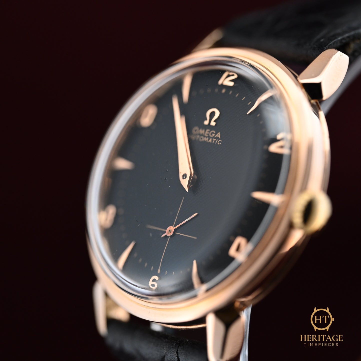 Omega “Honeycomb Dial” – Reference 2709 (c. 1954, Calibre 354 Automatic, 18 kt Rose Gold)