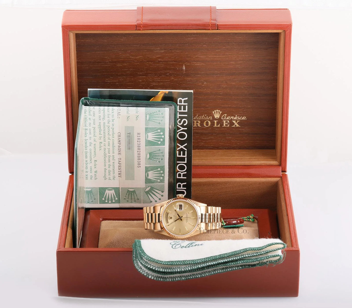 Rolex Men's Day-Date President 36mm 18238 Fluted Bezel Champagne Tapestry Stick