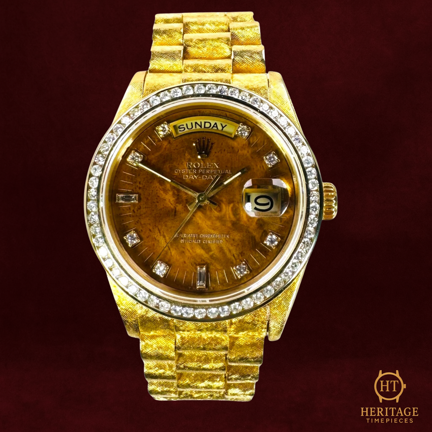 Rolex Day-Date 36 ‘Burlwood Dial – Yellow Gold’ – Reference 18038