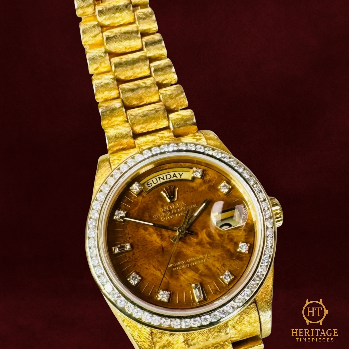 Rolex Day-Date 36 ‘Burlwood Dial – Yellow Gold’ – Reference 18038