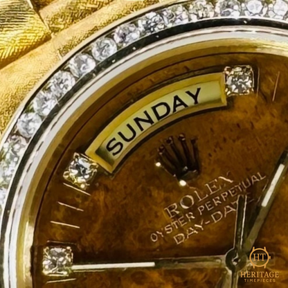 Rolex Day-Date 36 ‘Burlwood Dial – Yellow Gold’ – Reference 18038