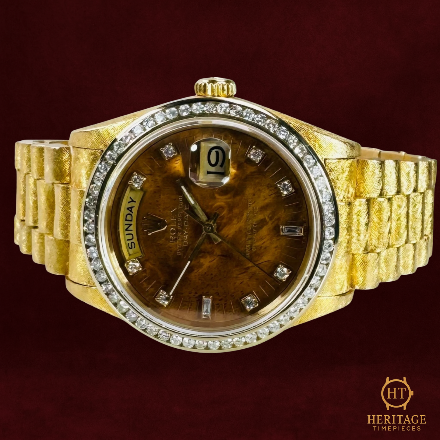 Rolex Day-Date 36 ‘Burlwood Dial – Yellow Gold’ – Reference 18038