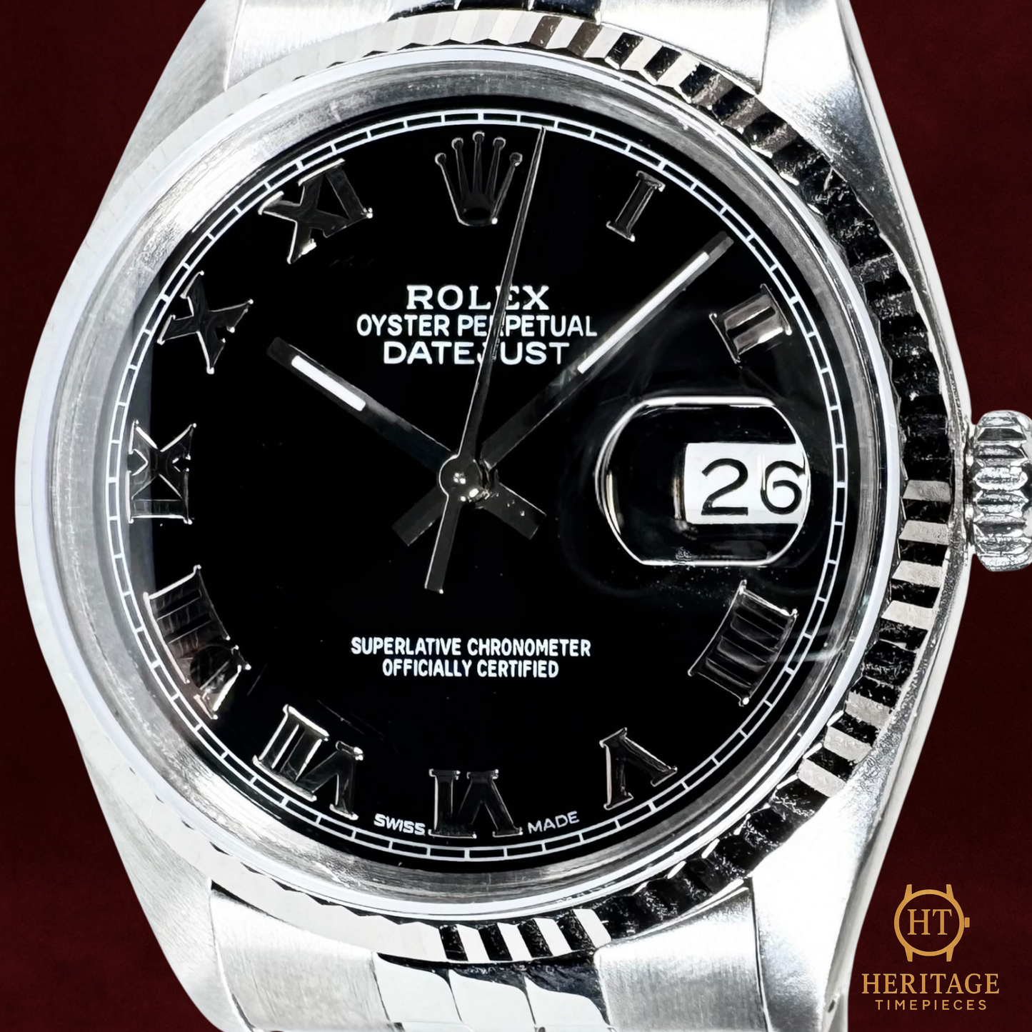 Rolex Datejust 36 'Black Dial – Silver Roman Markers' – Reference 16014 (c.1979)