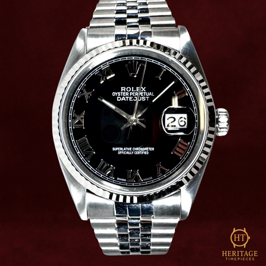 Rolex Datejust 36 'Black Dial – Silver Roman Markers' – Reference 16014 (c.1979)