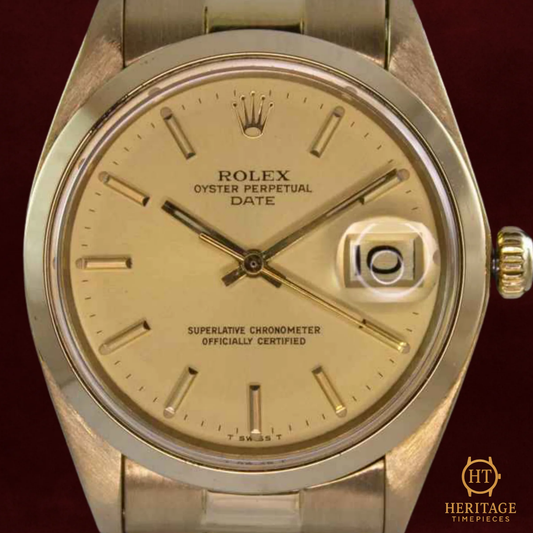Rolex Date ’18K Yellow Gold Classic – Sunburst Dial’ – Reference 1500 (1977)