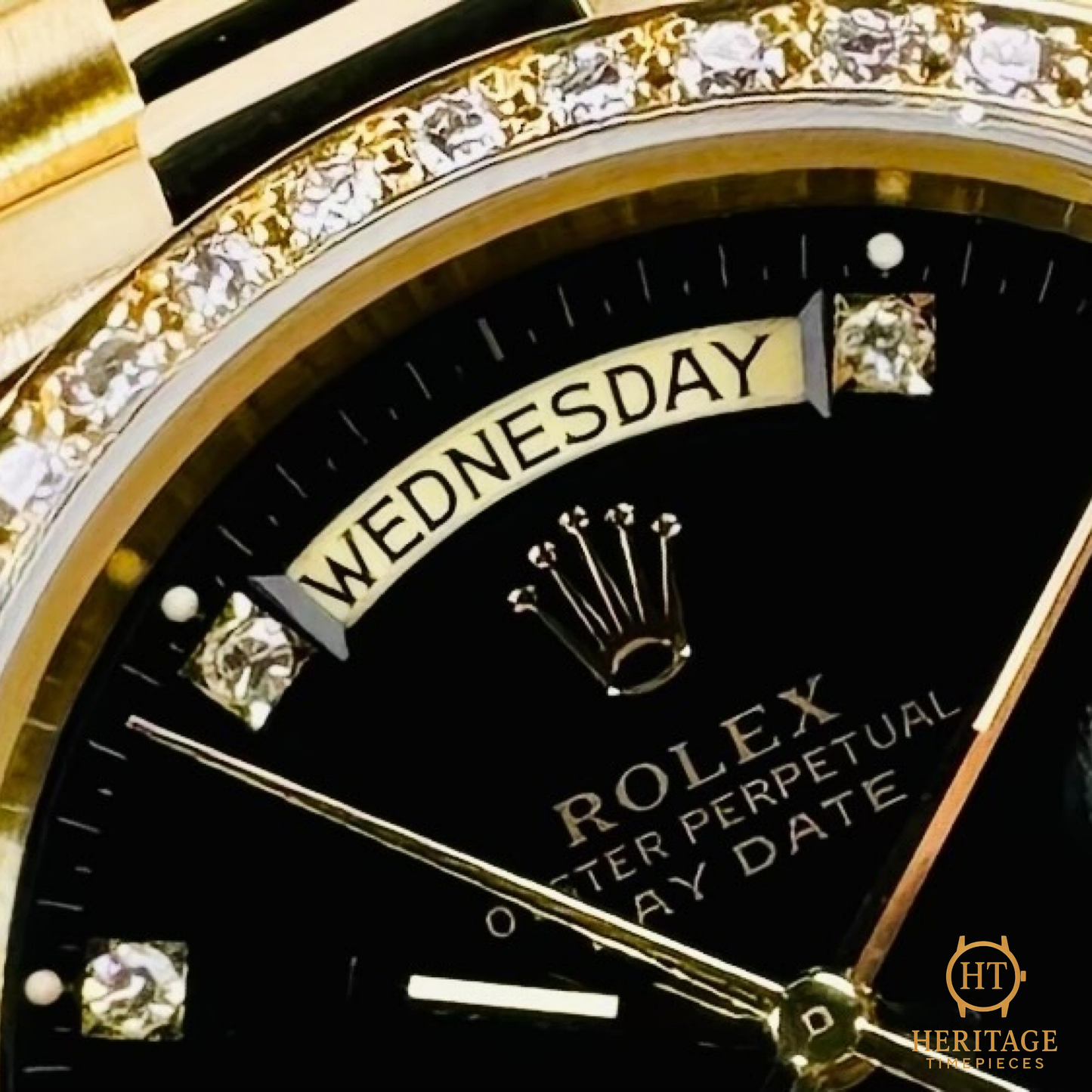 Rolex Day-Date 36 ‘Black Dial, Factory Diamonds’ – Reference 18048
