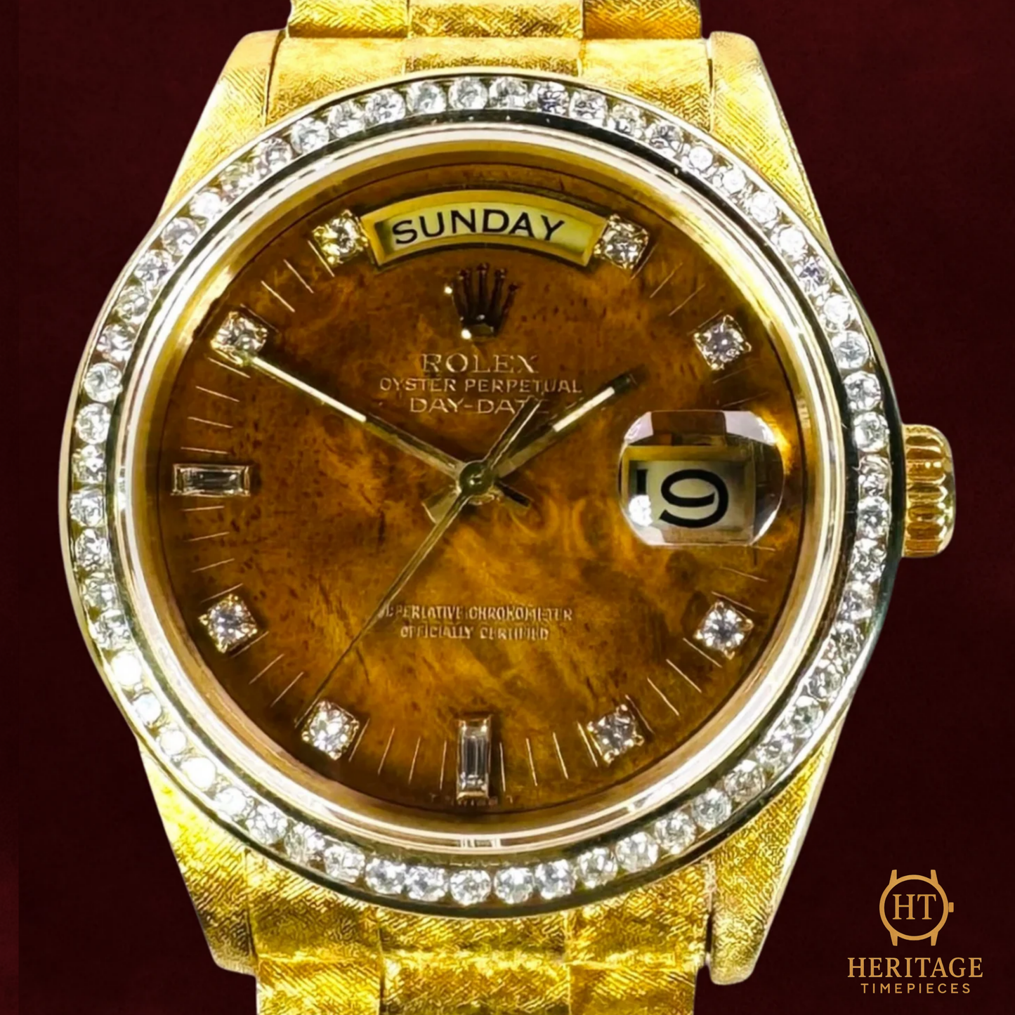 Rolex Day-Date 36 ‘Burlwood Dial – Yellow Gold’ – Reference 18038