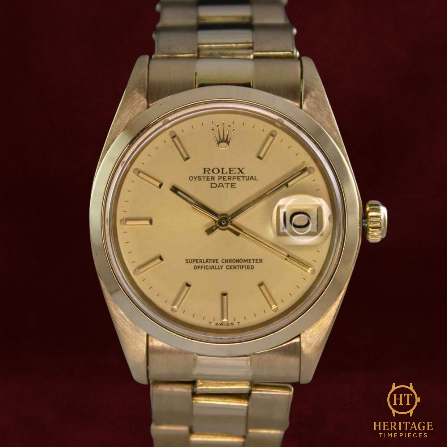 Rolex Date ’18K Yellow Gold Classic – Sunburst Dial’ – Reference 1500 (1977)