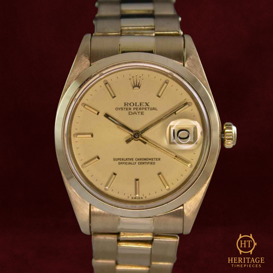 Rolex Date ’18K Yellow Gold Classic – Sunburst Dial’ – Reference 1500 (1977)