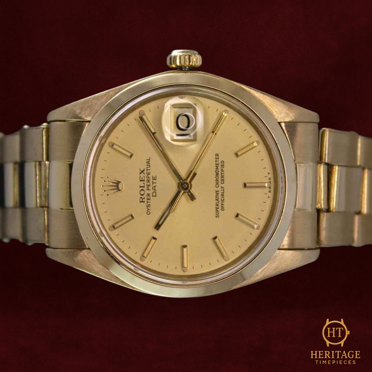 Rolex Date ’18K Yellow Gold Classic – Sunburst Dial’ – Reference 1500 (1977)