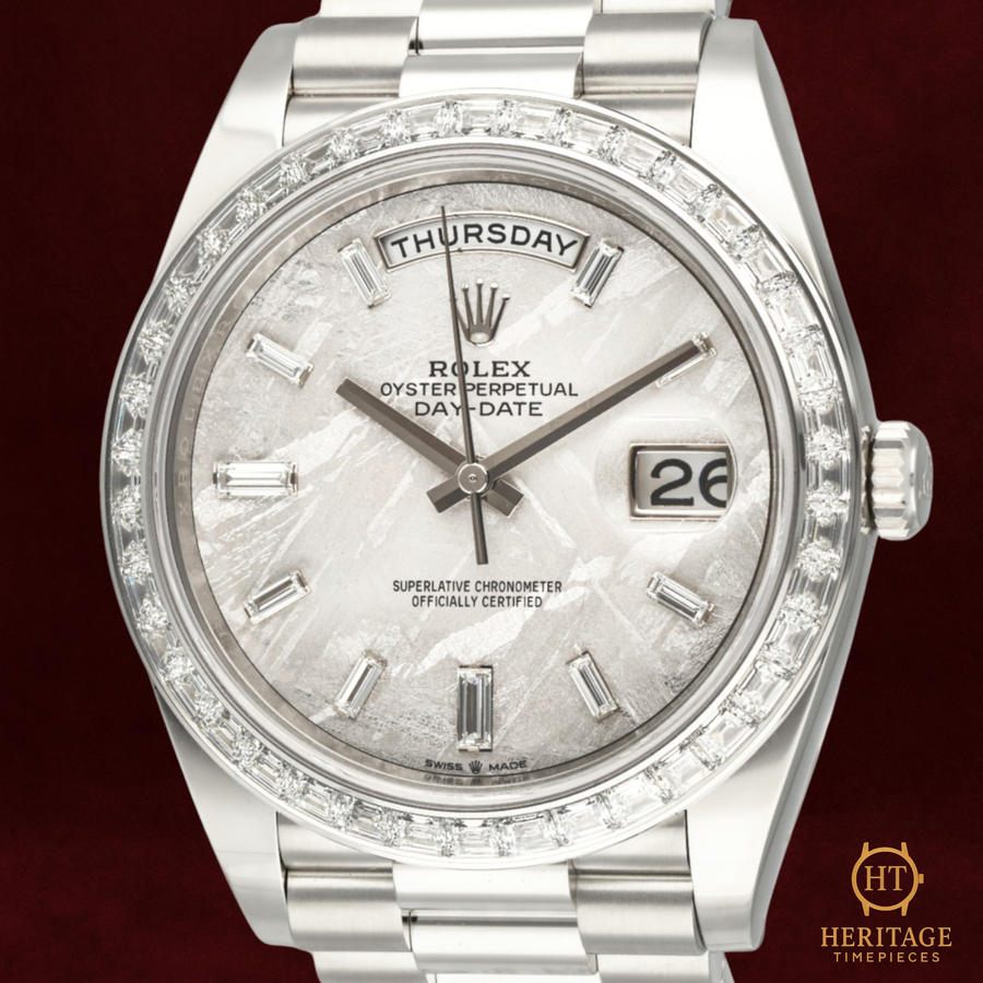 Rolex Day-Date 40 ‘Platinum – Meteorite Diamond Bezel’ – Reference 228396TBR (2023) TA
