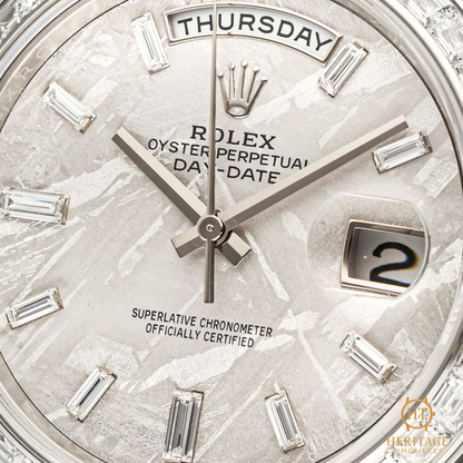 Rolex Day-Date 40 ‘Platinum – Meteorite Diamond Bezel’ – Reference 228396TBR (2023)