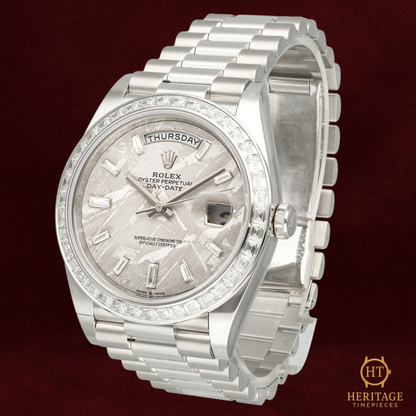 Rolex Day-Date 40 ‘Platinum – Meteorite Diamond Bezel’ – Reference 228396TBR (2023)