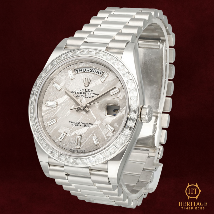 Rolex Day-Date 40 ‘Platinum – Meteorite Diamond Bezel’ – Reference 228396TBR (2023) TA