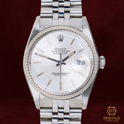 Rolex Datejust 36 ‘Silver Linen Dial – White Gold Fluted Bezel’ - Reference 16014 (1988)