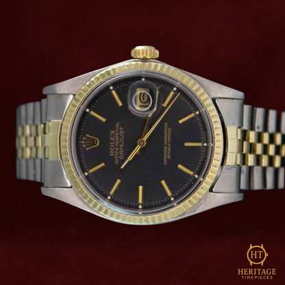 Rolex Datejust 36 ‘Black Dial – Steel & Yellow Gold’ – Reference 1601 (1968)