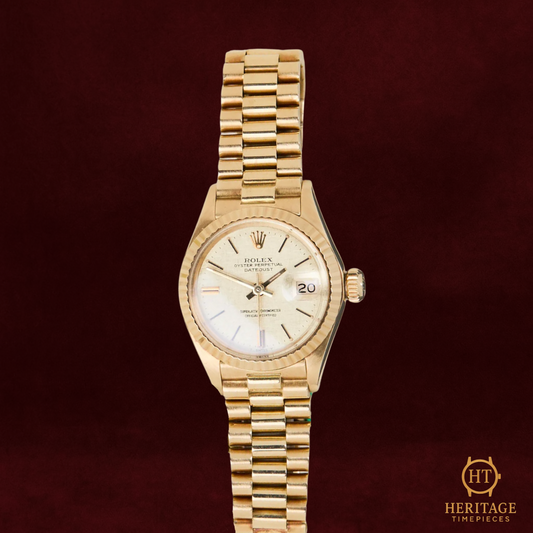 Rolex Date Just 26 'Linen Champagne Dial - President' (woman)- Reference 6917 (1972)