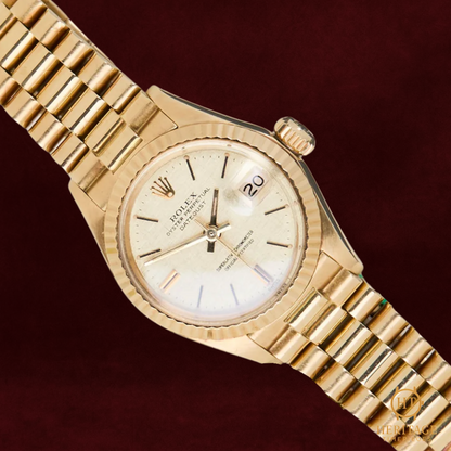 Rolex Date Just 26 'Linen Champagne Dial - President' (woman)- Reference 6917 (1972)