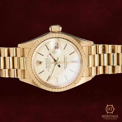 Rolex Date Just 26 'Linen Champagne Dial - President' (woman)- Reference 6917 (1972)