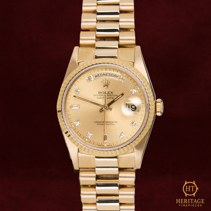 Rolex Day-Date 36 “Champagne Diamond Dial” – Reference 18238 (March 1996) ST
