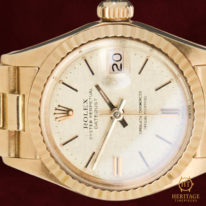 Rolex Date Just 26 'Linen Champagne Dial - President' (woman)- Reference 6917 (1972)