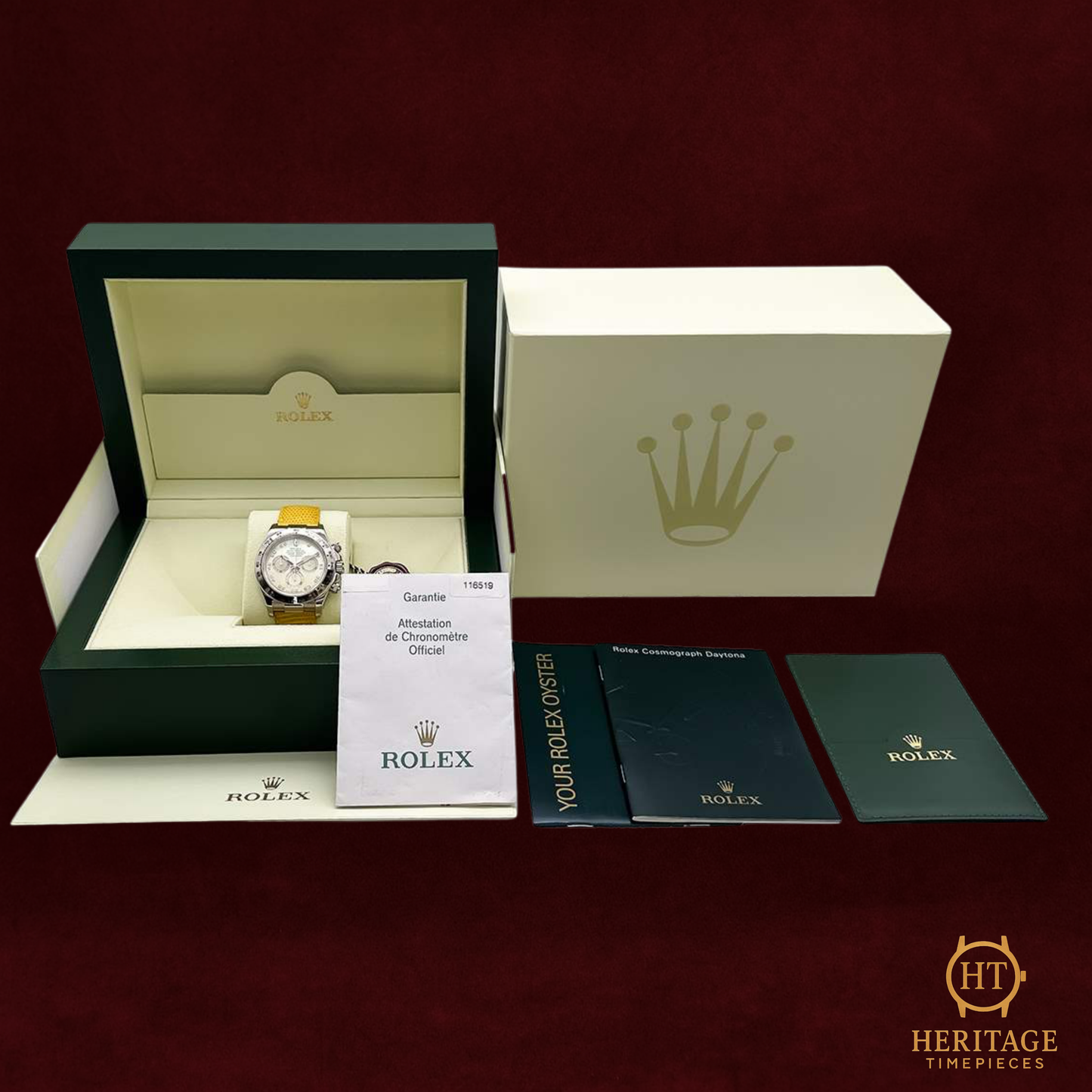 Rolex Cosmograph Daytona ‘White Gold – Mother of Pearl Yellow Dial’ – Reference 116519 (2005)