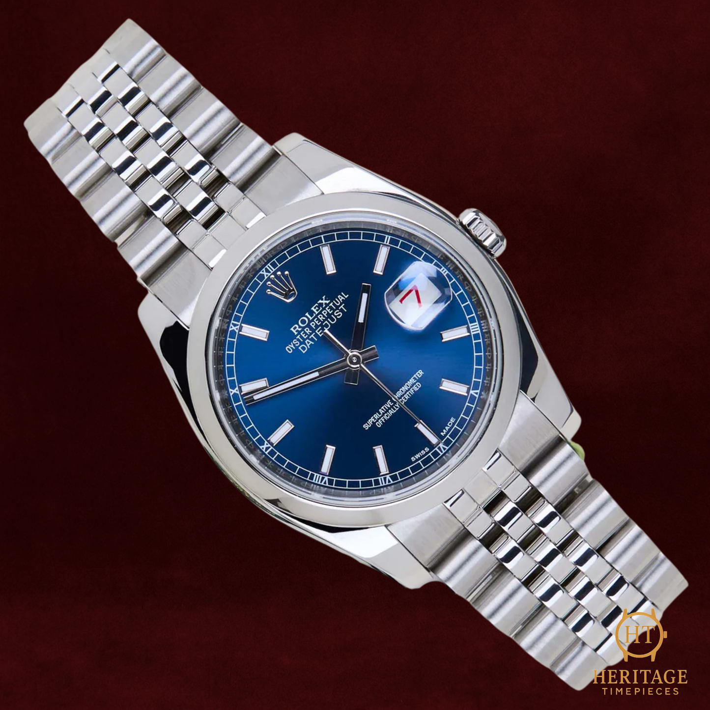 Rolex Datejust 36 “Blue Dial Roulette Date” Jubilee – Reference 116200 (2015) ST