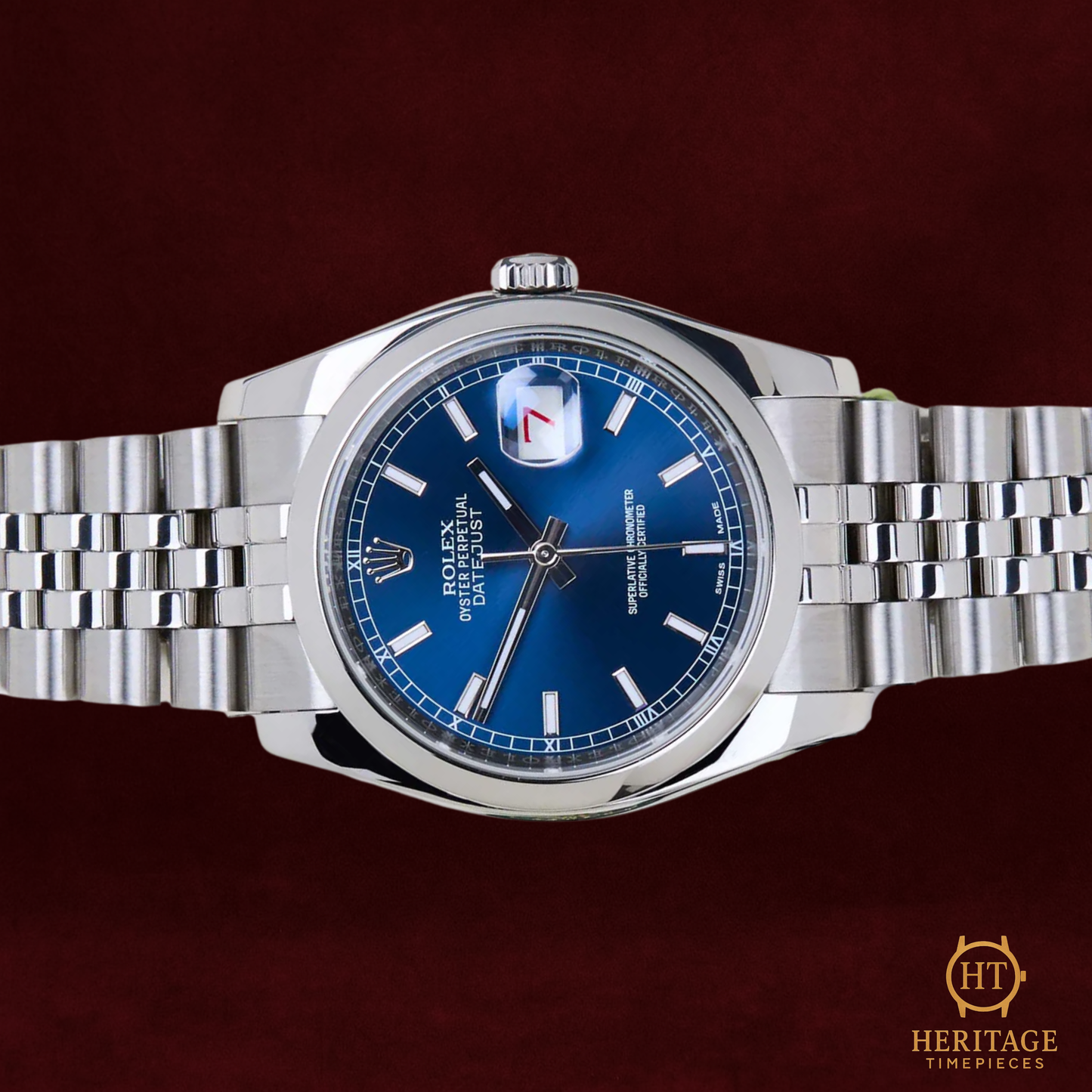 Rolex Datejust 36 “Blue Dial Roulette Date” Jubilee – Reference 116200 (2015) ST
