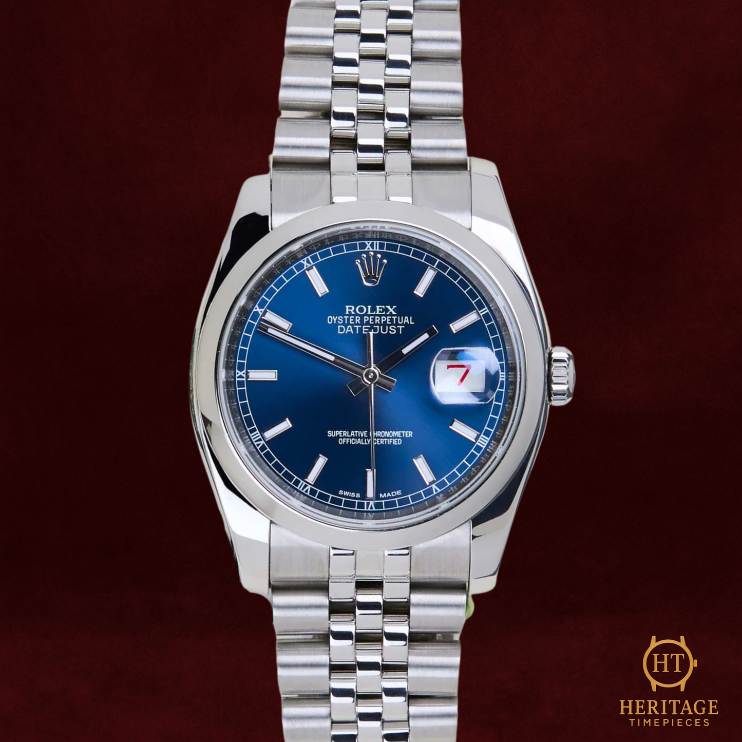Rolex Datejust 36 “Blue Dial Roulette Date” Jubilee – Reference 116200 (2015) ST