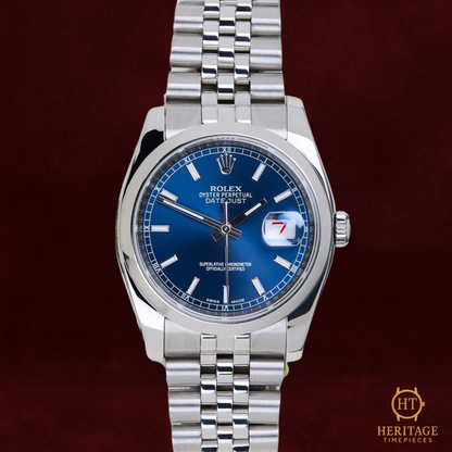Rolex Datejust 36 “Blue Dial Roulette Date” Jubilee – Reference 116200 (2015) ST