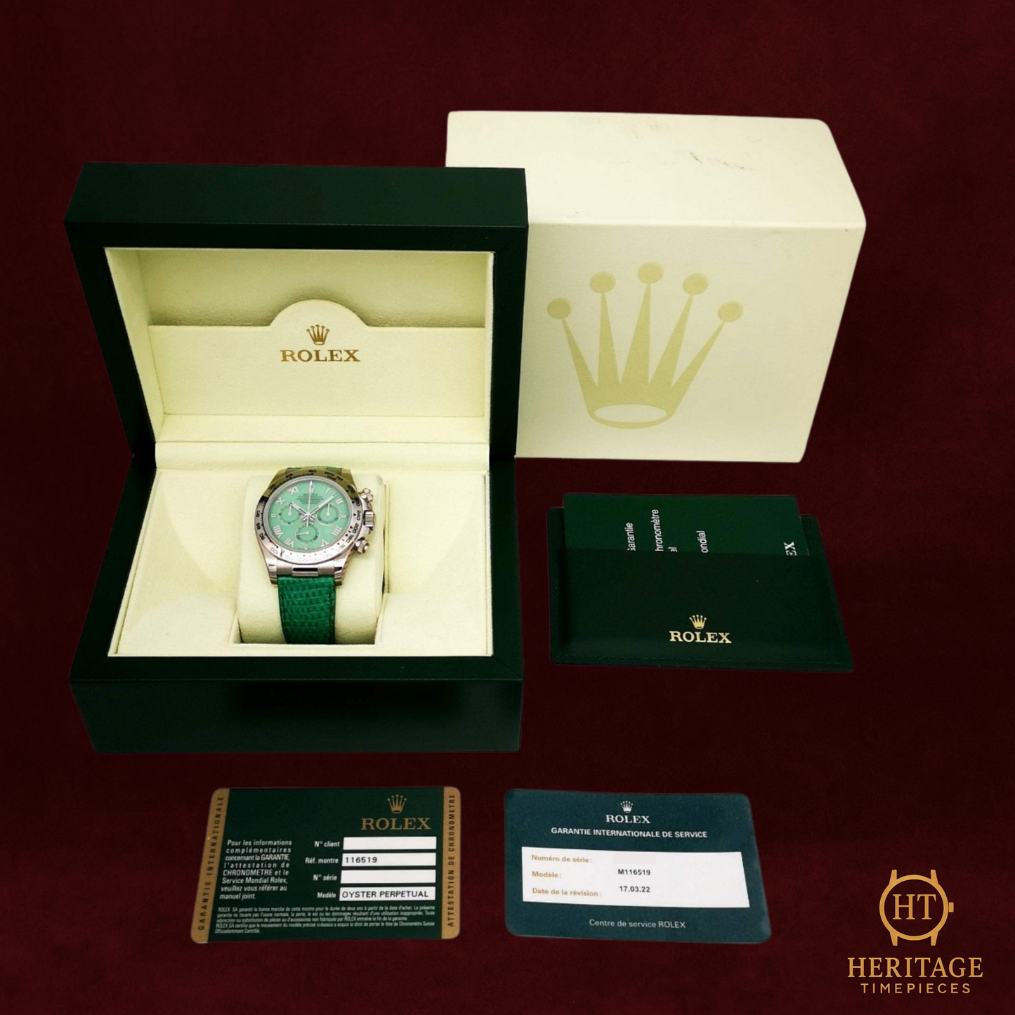 Rolex Cosmograph Daytona ‘White Gold – Beach Green Dial’ – Reference 116519 (2006 / Service 2022)