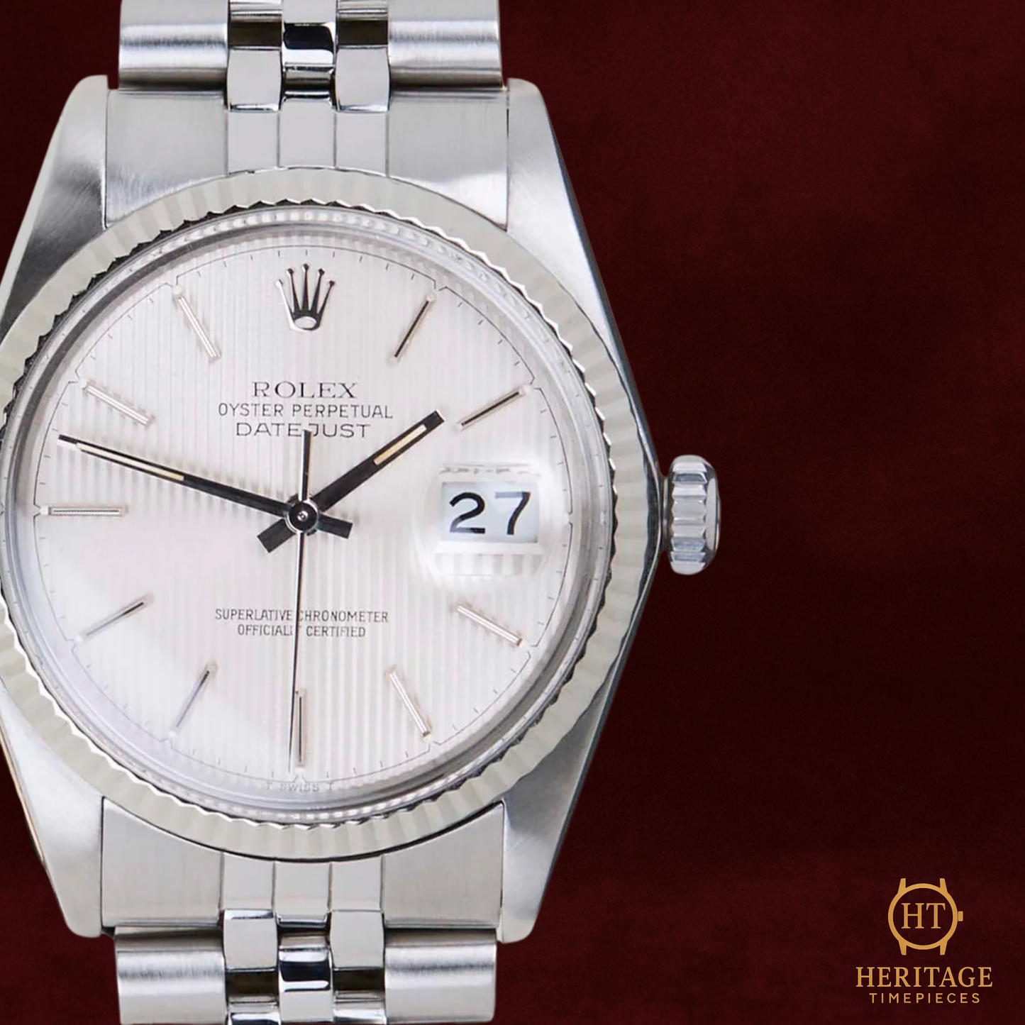 Rolex Datejust 36 ‘Silver Tapestry Dial – Jubilee’ – Reference 16014 (1983)