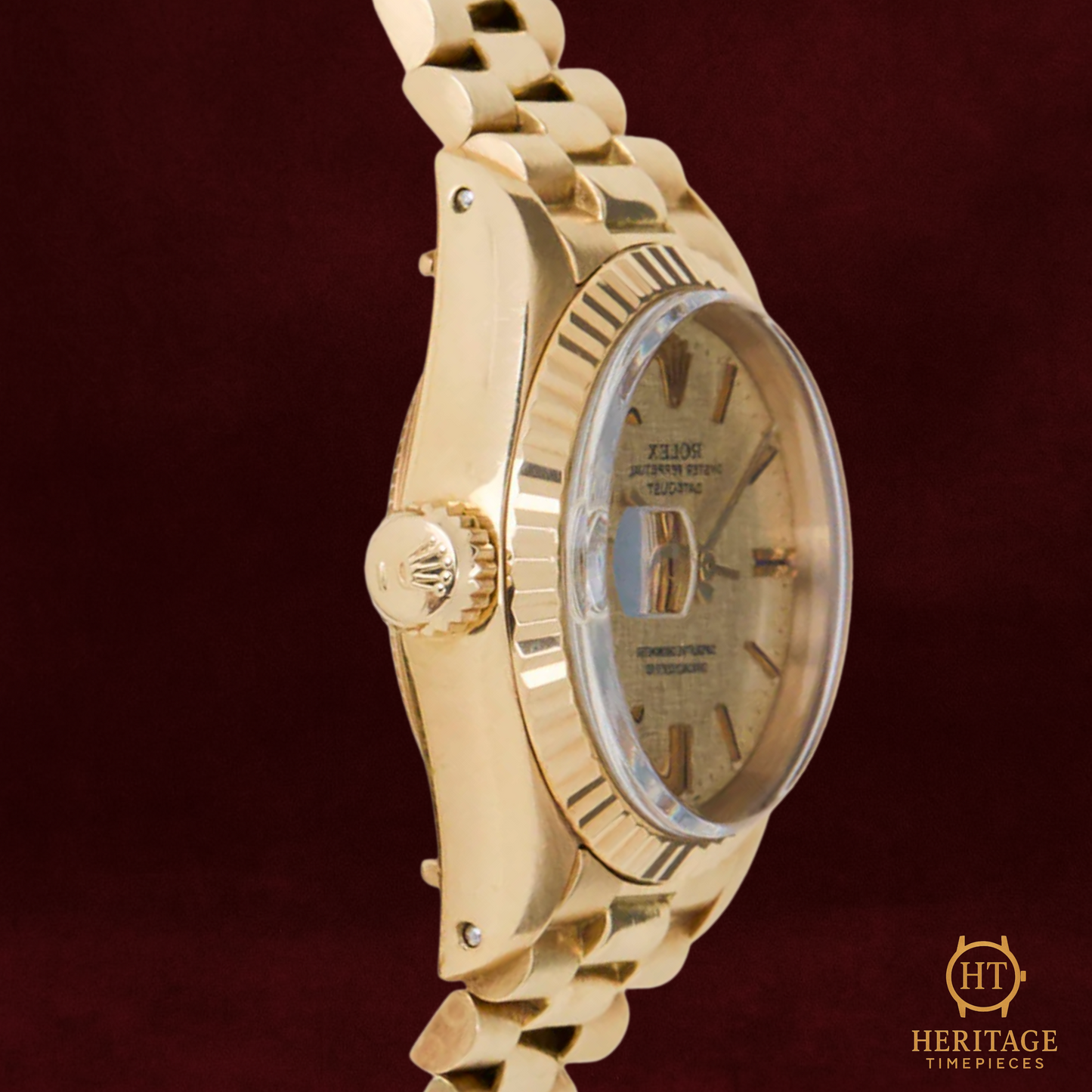 Rolex Date Just 26 'Linen Champagne Dial - President' (woman)- Reference 6917 (1972)