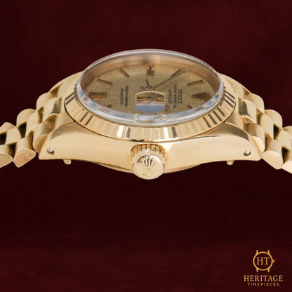 Rolex Date Just 26 'Linen Champagne Dial - President' (woman)- Reference 6917 (1972)