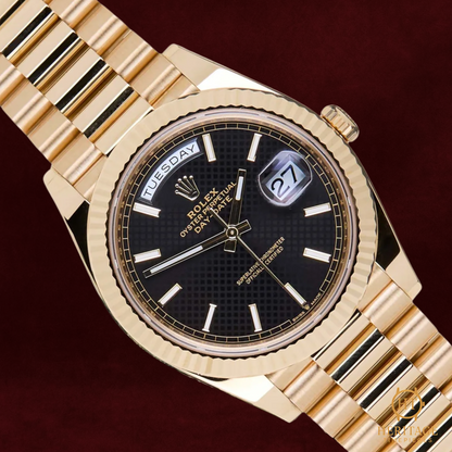 Rolex  Day-Date 40 'Bright Black Diagonal Motif Dial - President - Reference 228238 (2022)