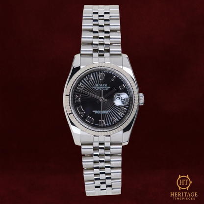 Rolex Datejust 36 'Black Sunburst Roman Dial – Jubilee' – Reference 116234 (2010)