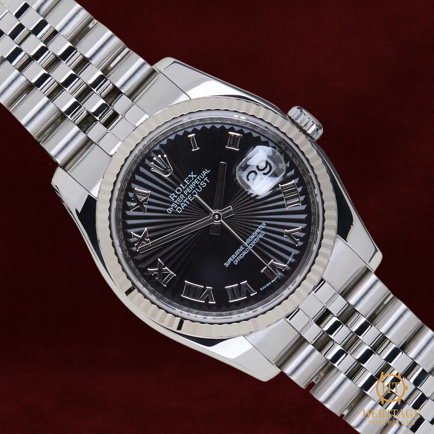 Rolex Datejust 36 'Black Sunburst Roman Dial – Jubilee' – Reference 116234 (2010)