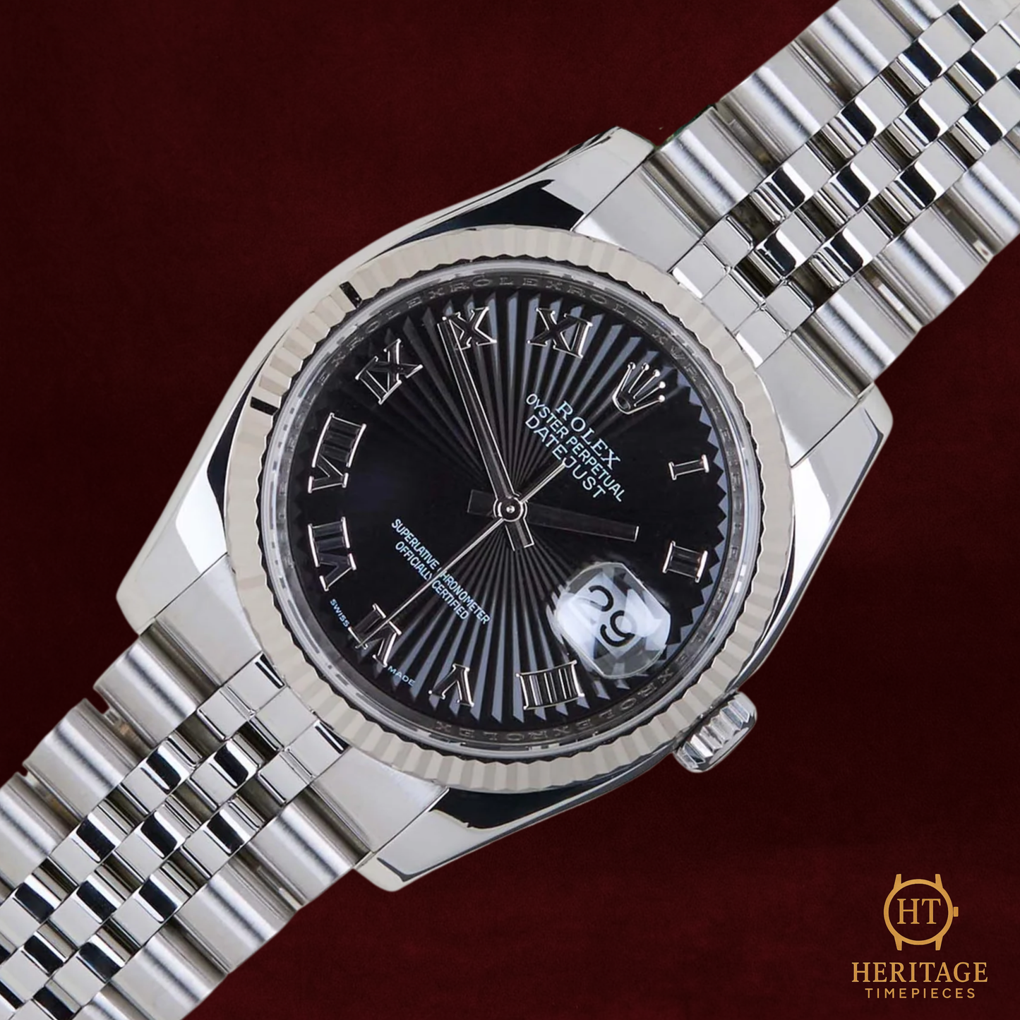 Rolex Datejust 36 'Black Sunburst Roman Dial – Jubilee' – Reference 116234 (2010)